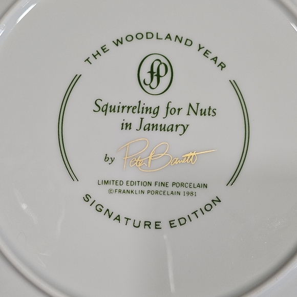 The Woodland Year "Squirreling For Nuts" Collector's Plate by Peter Barrett - Picture 12 of 12